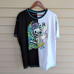 Disney Our Universe Stitch Graphic Tee Mens XL Black White‎ Split Experiment 626